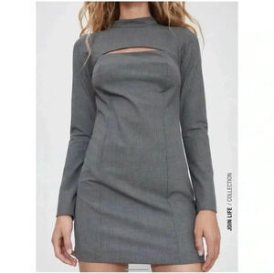 NWOT Zara‎ Gray With Cutout Dress